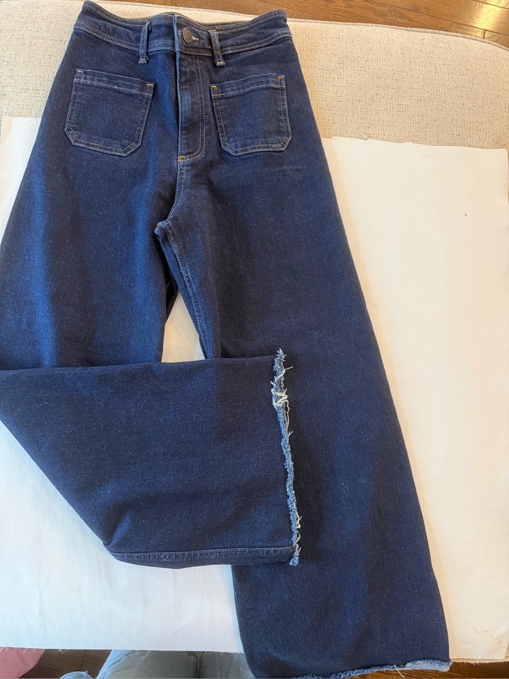 Zara Dark Blue  Wide-Leg High-Rise Jeans Size 4